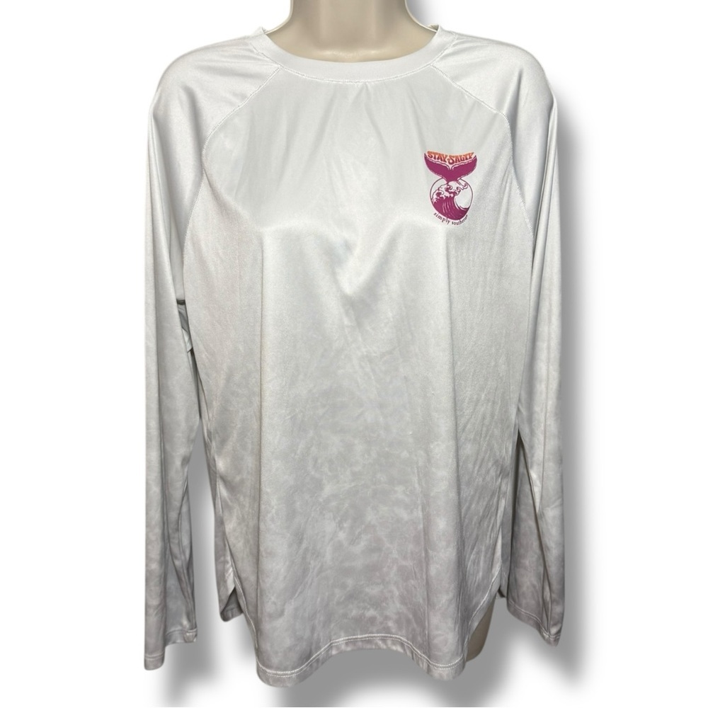 Simply Southern Women’s Long Sleeve Rash Guard White Ombré Size Medium